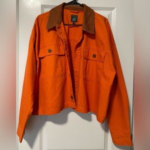 Womens orange fashion fall jacket cordoroy collar OSFM